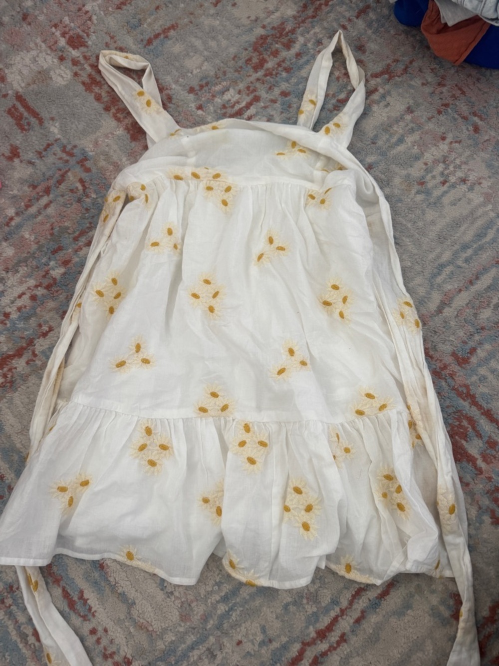 Altar'd State White Sundress with Yellow Floral Embroidery